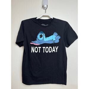 Disney Stitch Small 34/36 100% Cotton Black Not Today Black T Shirt